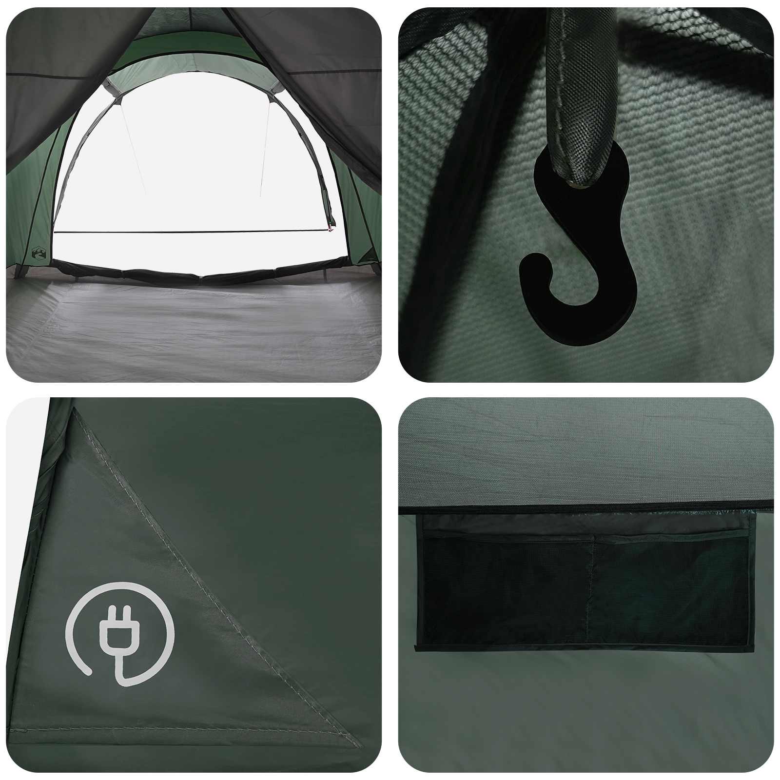 Tunnelzelt Olivegrün 370 x 275 x 210 cm Polyester und Stahl