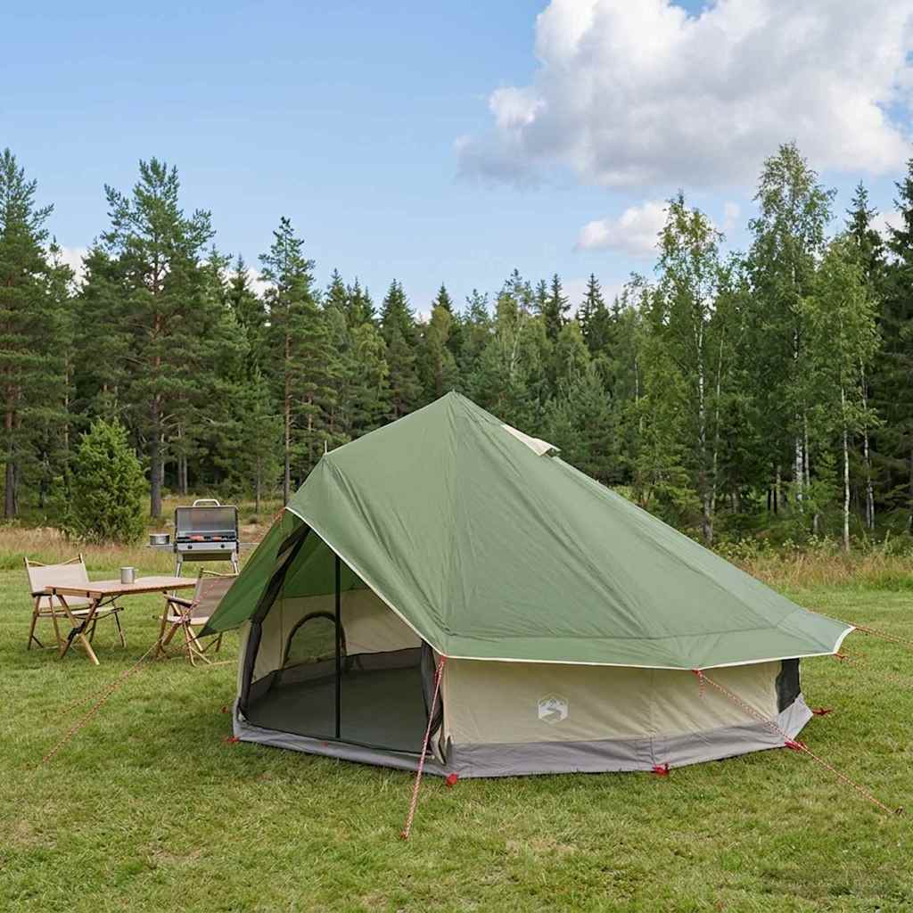 Tipi Zelt mit Dach Grün 700 x 700 x 395 cm Polyester und Stahl