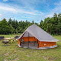 Tipi Zelt mit Dach Grau und Orange 700 x 700 x 395 cm