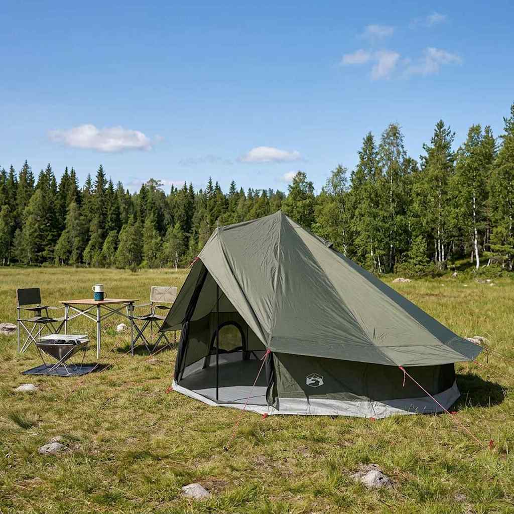 Tipi Zelt Olivegrün 700 x 700 x 395 cm Polyester und Stahl