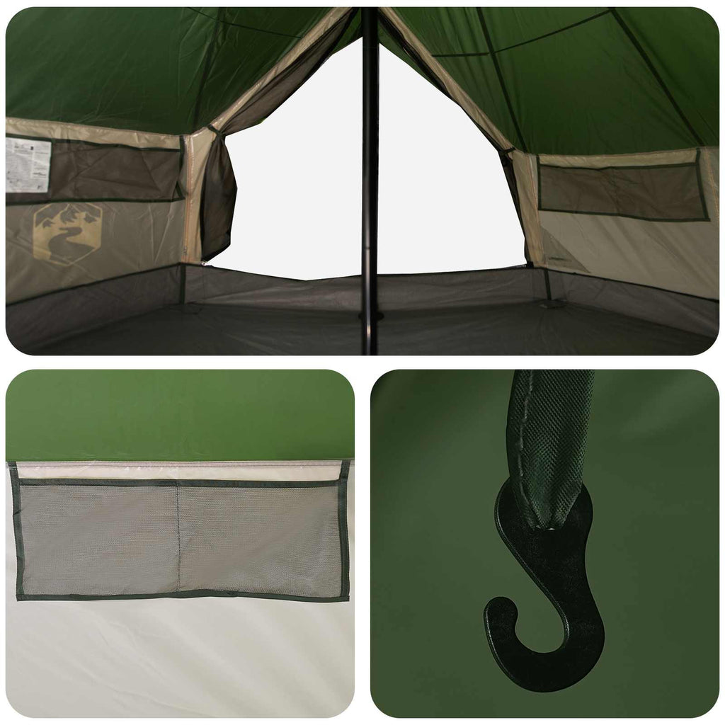Tipi Zelt mit Dach Grün 800 x 800 x 430 cm Polyester und Stahl
