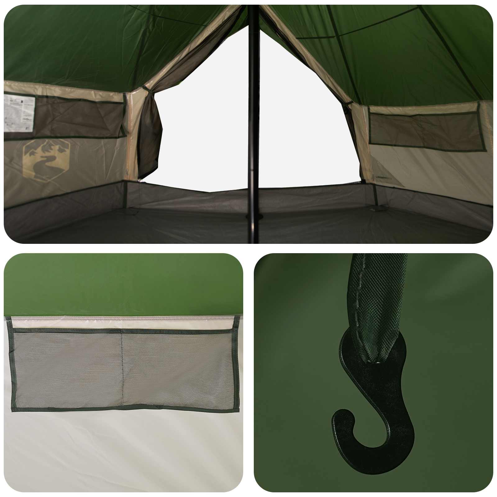 Tipi Zelt mit Dach Grün 800 x 800 x 430 cm Polyester und Stahl