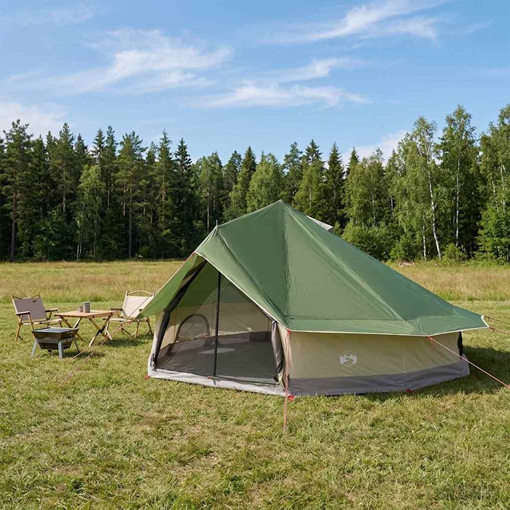 Tipi Zelt mit Dach Grün 800 x 800 x 430 cm Polyester und Stahl