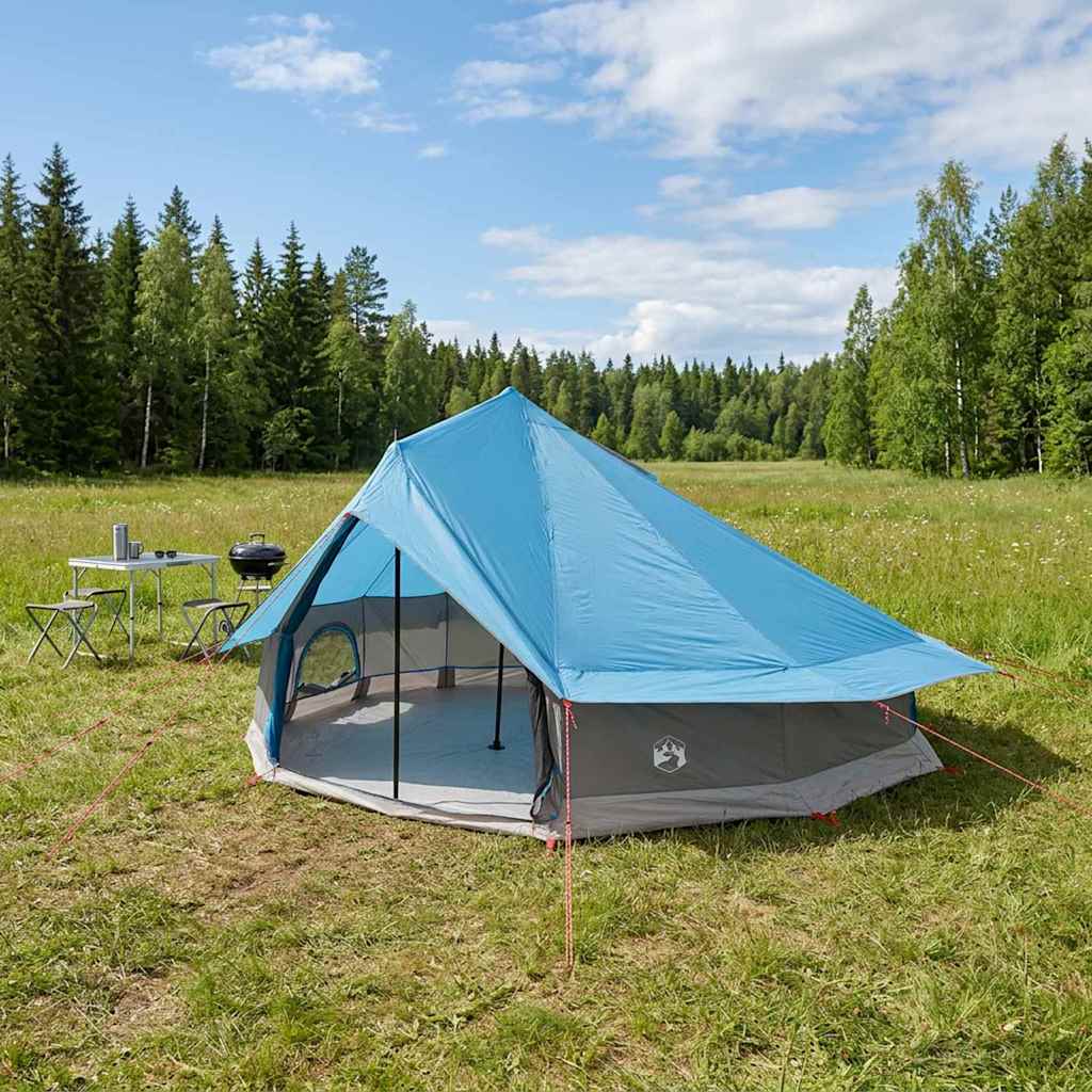 Tipi Zelt mit Dach Blau 800 x 800 x 430 cm Polyester und Stahl