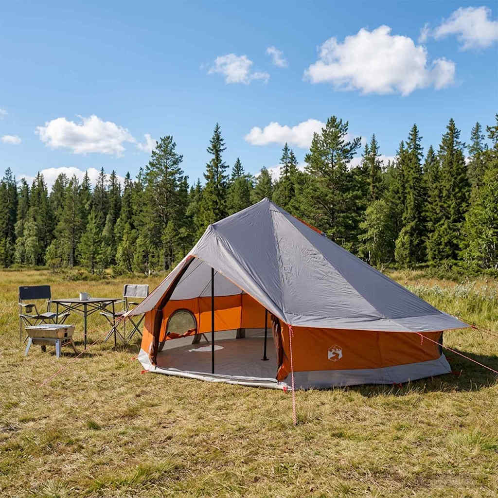 Tipi Zelt mit Dach Grau und Orange 800 x 800 x 430 cm