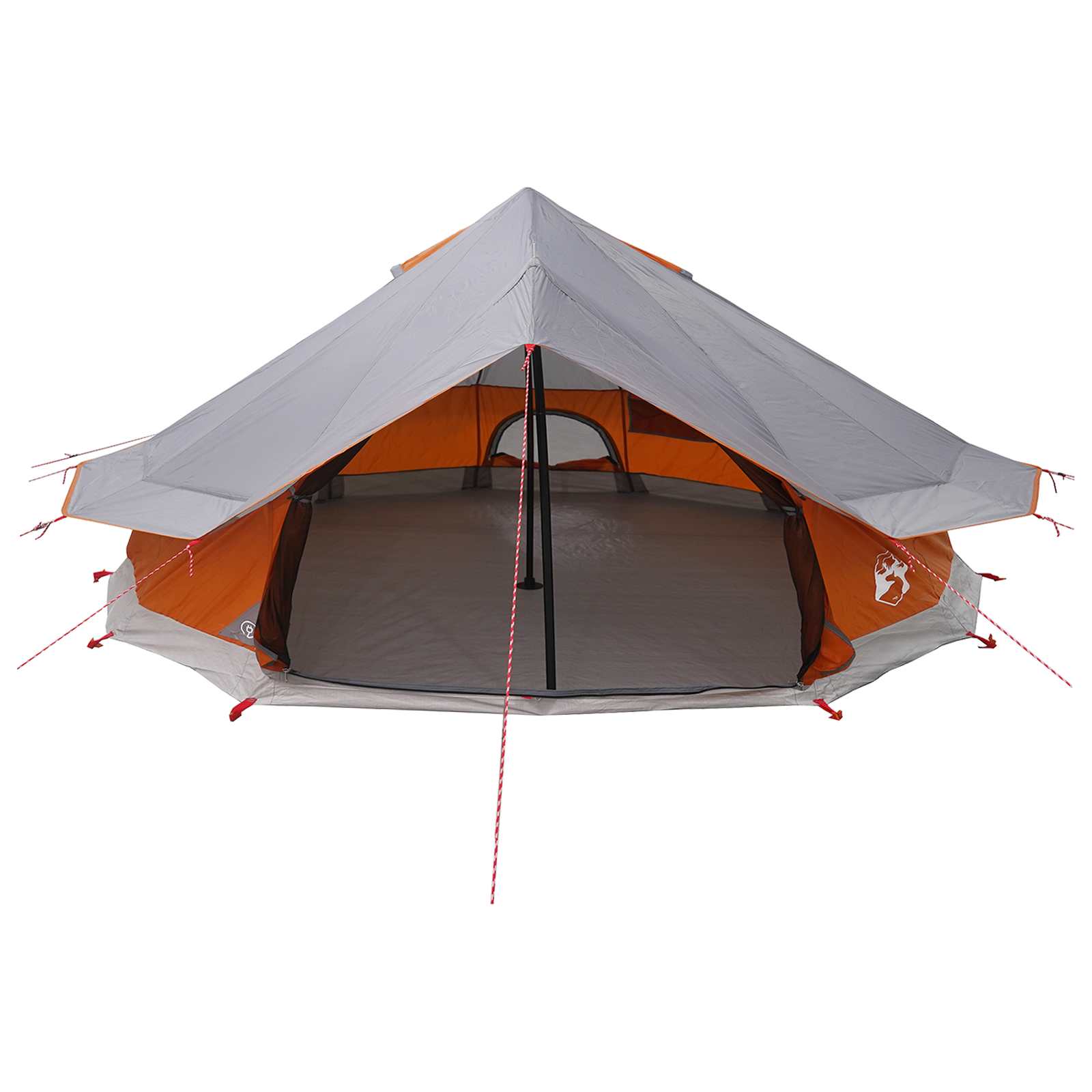 Tipi Zelt mit Dach Grau und Orange 800 x 800 x 430 cm