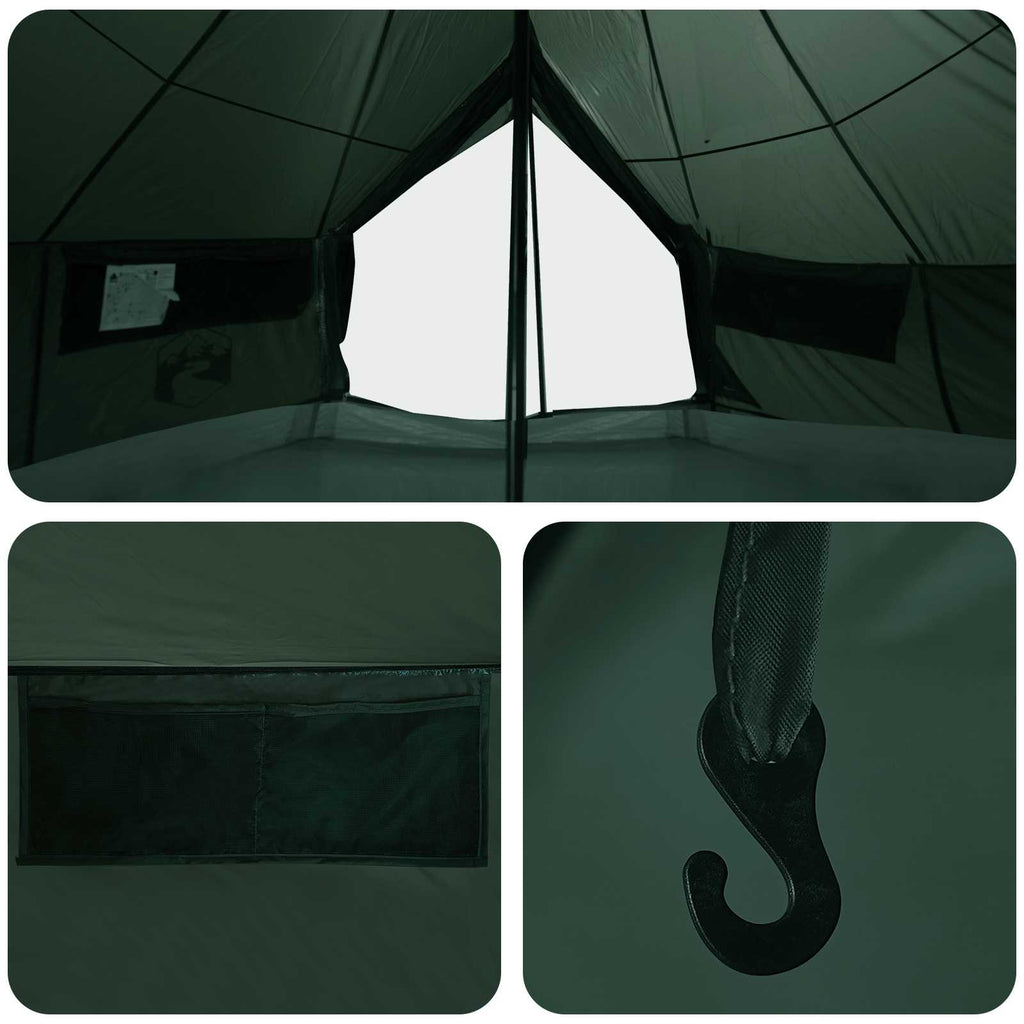 Tipi Zelt Olivegrün 800 x 800 x 430 cm Polyester und Stahl