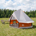 Tipi Zelt Grau und Orange 250 x 250 cm Polyester und Stahl