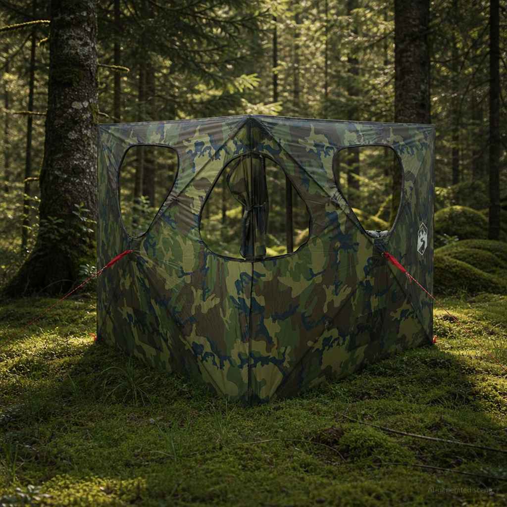 Huntingzelt Tarnung 145 x 145 x 150 cm Polyester und Stahl