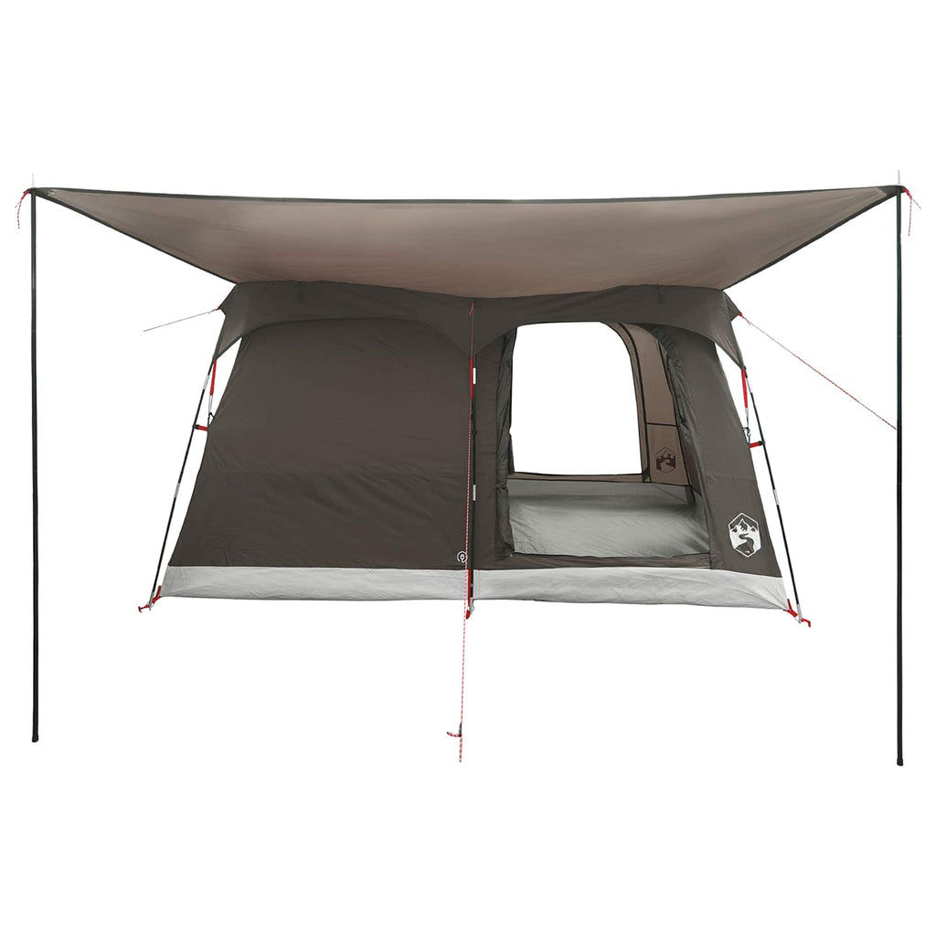 Familienzelt mit Dach Braun Grau 380 x 260 x 190 cm Polyester