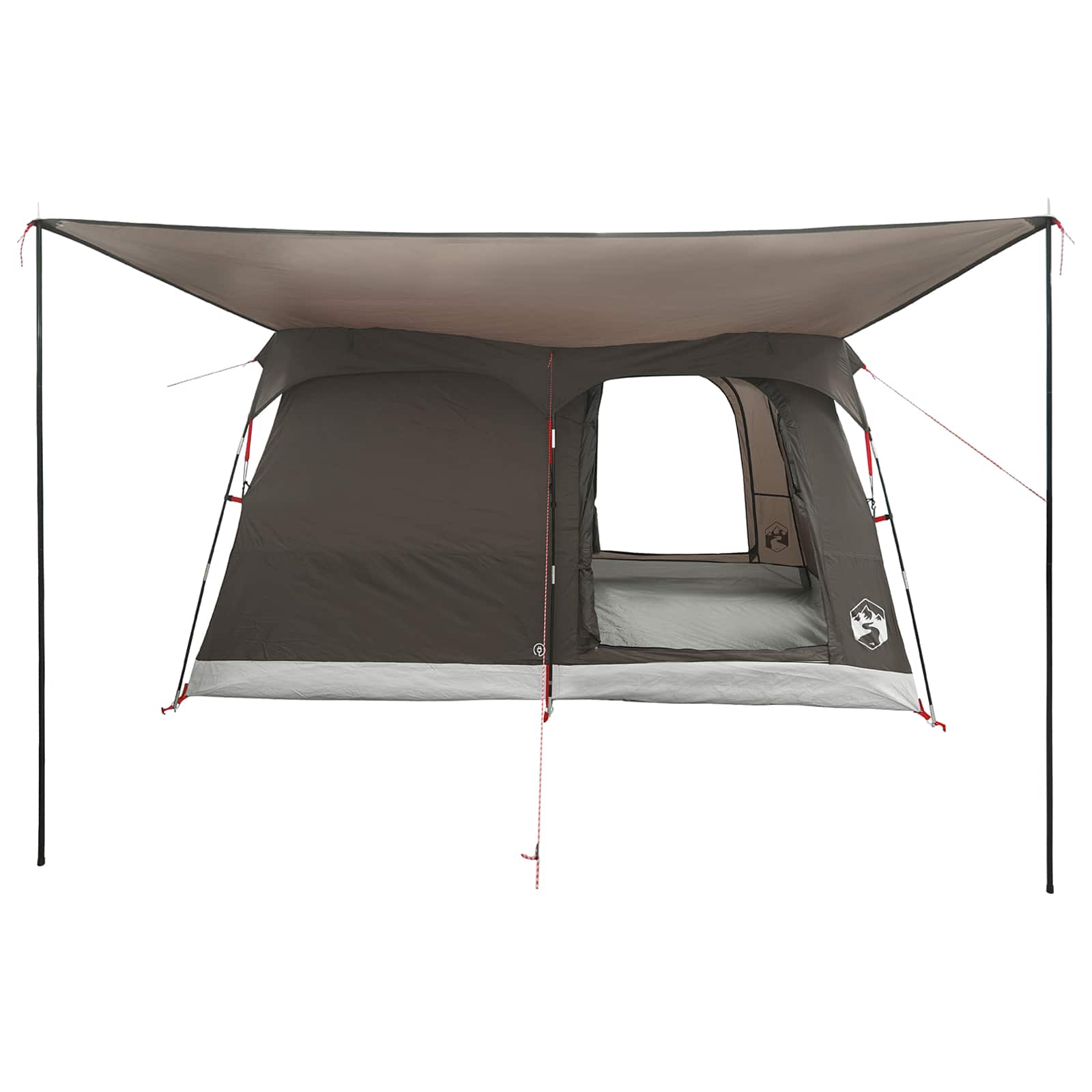 Familienzelt mit Dach Braun Grau 380 x 260 x 190 cm Polyester