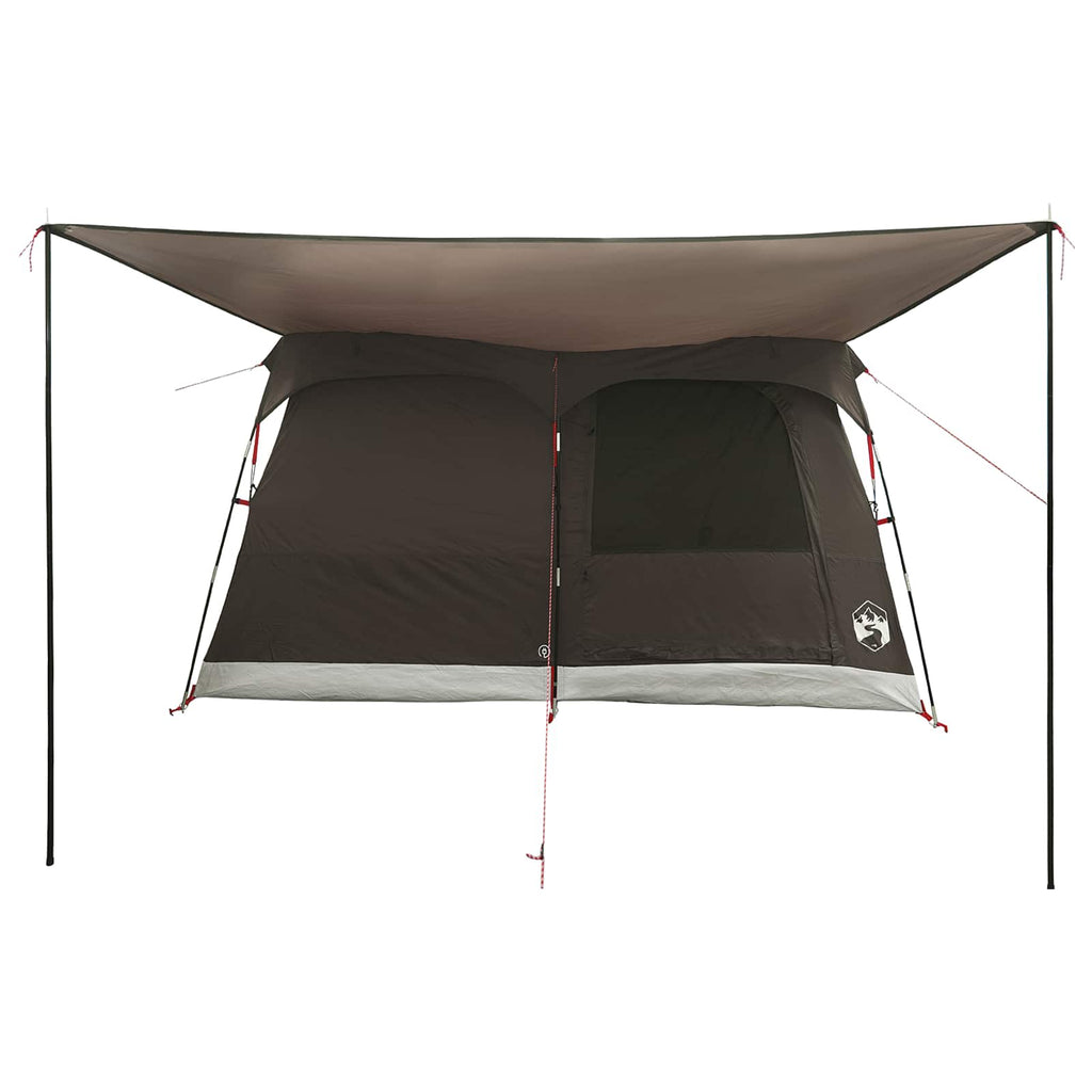 Familienzelt mit Dach Braun Grau 380 x 260 x 190 cm Polyester