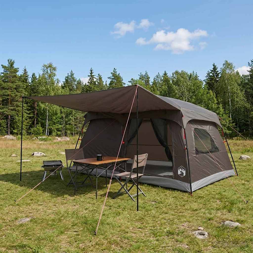 Familienzelt Braun Grau 420 x 305 x 200 cm Polyester und Stahl