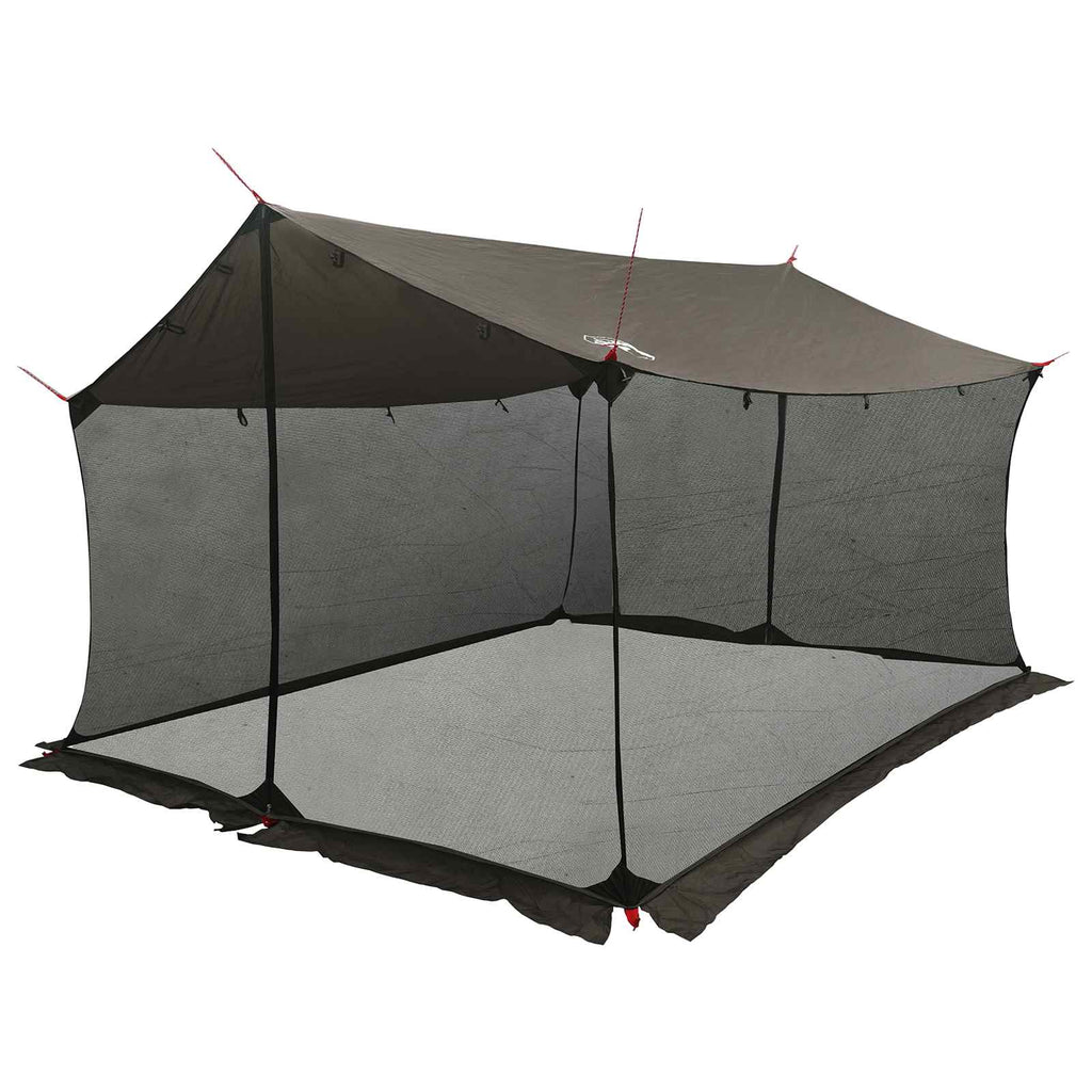 Camping-Tarp mit Netzwänden Braun Grau 340 x 260 x 220 cm