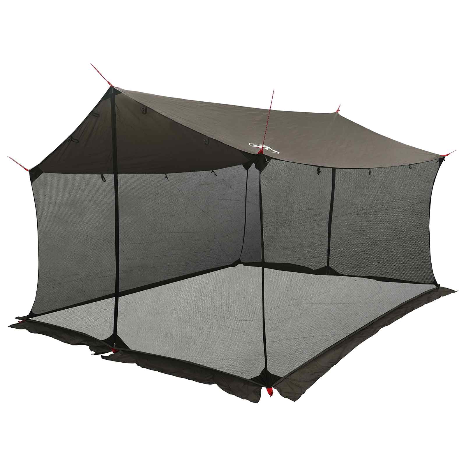Camping-Tarp mit Netzwänden Braun Grau 340 x 260 x 220 cm