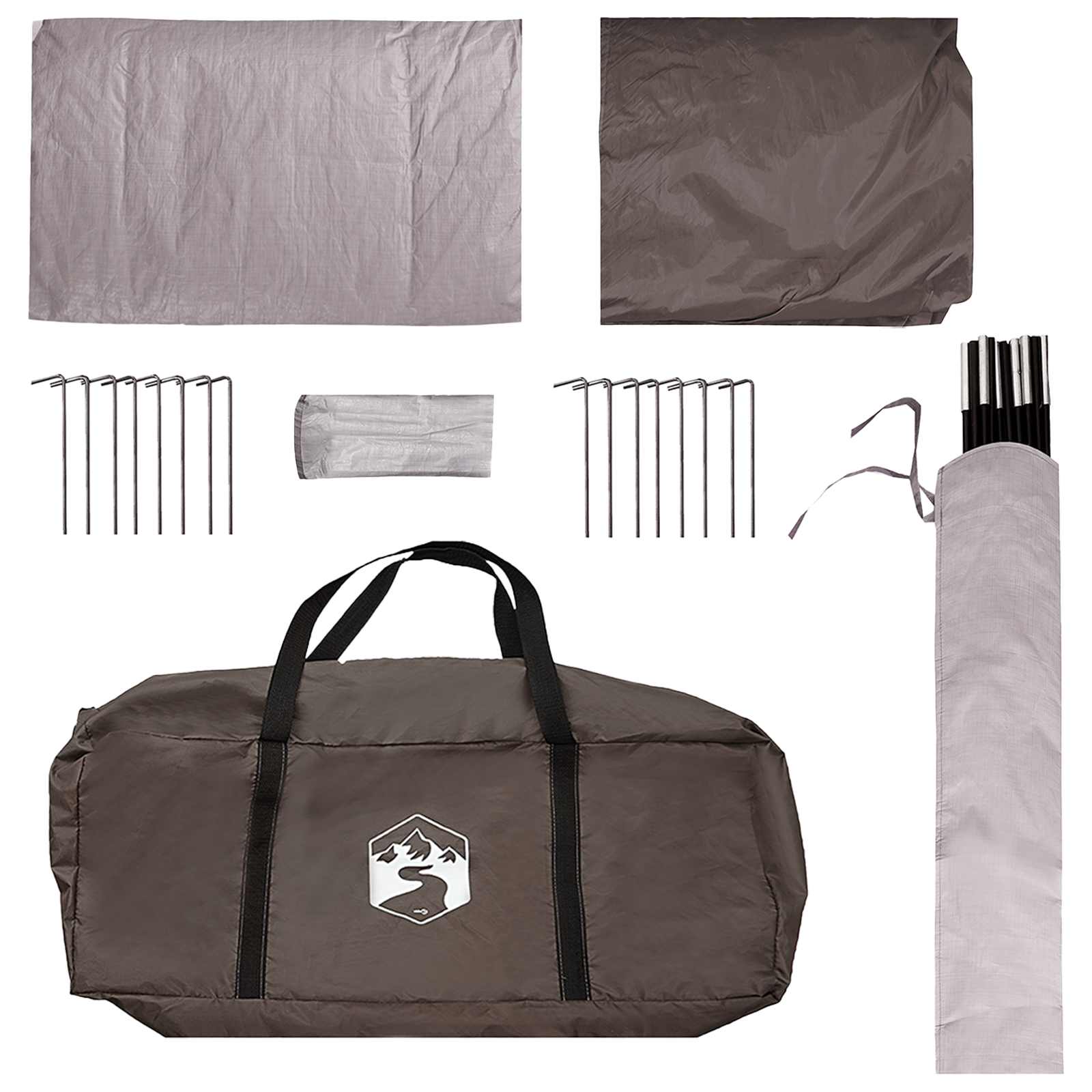 Hütten-Zelt mit Dach Braun grau 4-Personen Polyester und Stahl