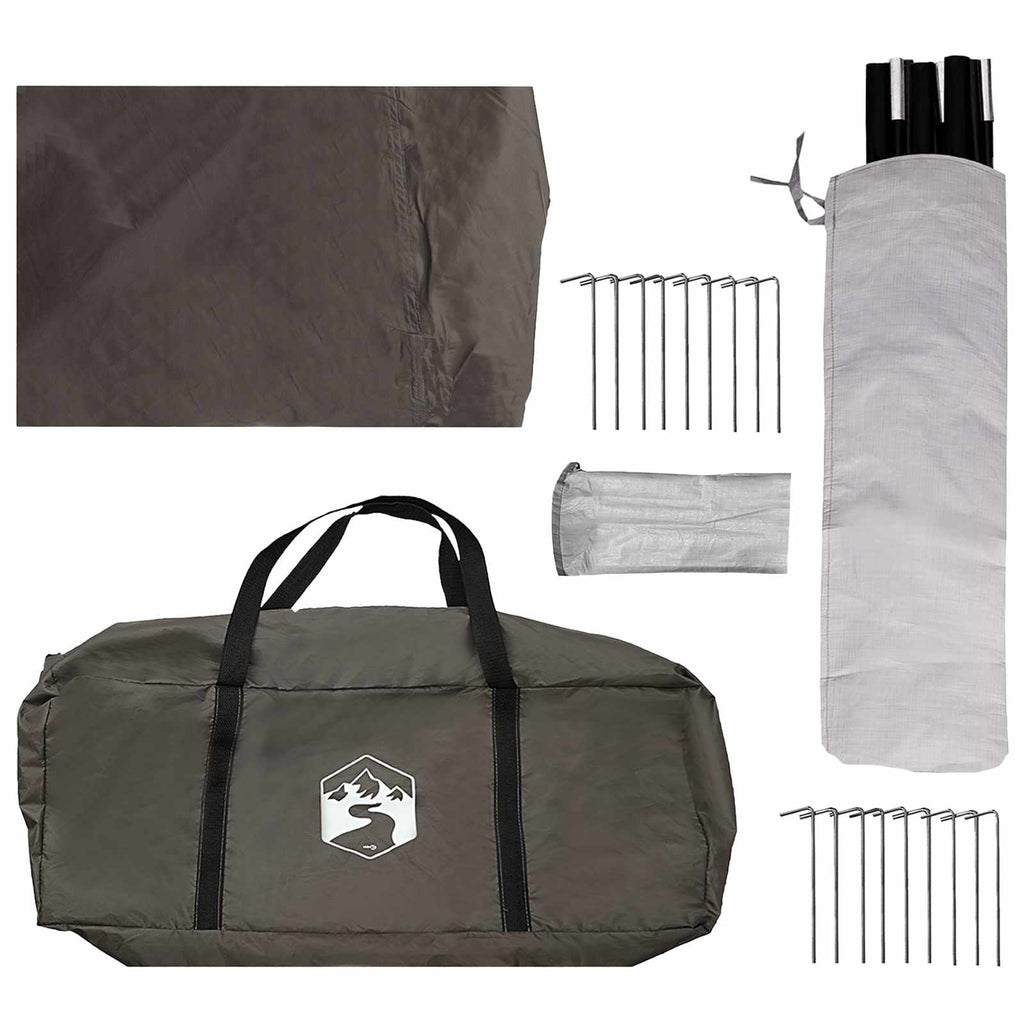 Familienzelt Braun grau 600 x 400 x 268 cm Polyester und Stahl