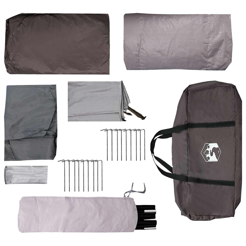 Tunnelzelt Braun Grau 427 x 305 x 205 cm Polyester und Stahl