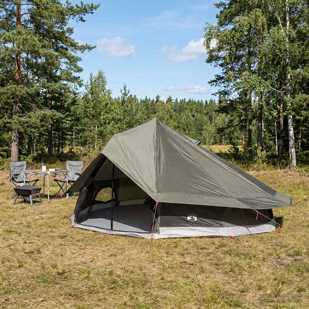 Tipi Zelt Braun Grau 800 x 800 x 430 cm Polyester und Stahl