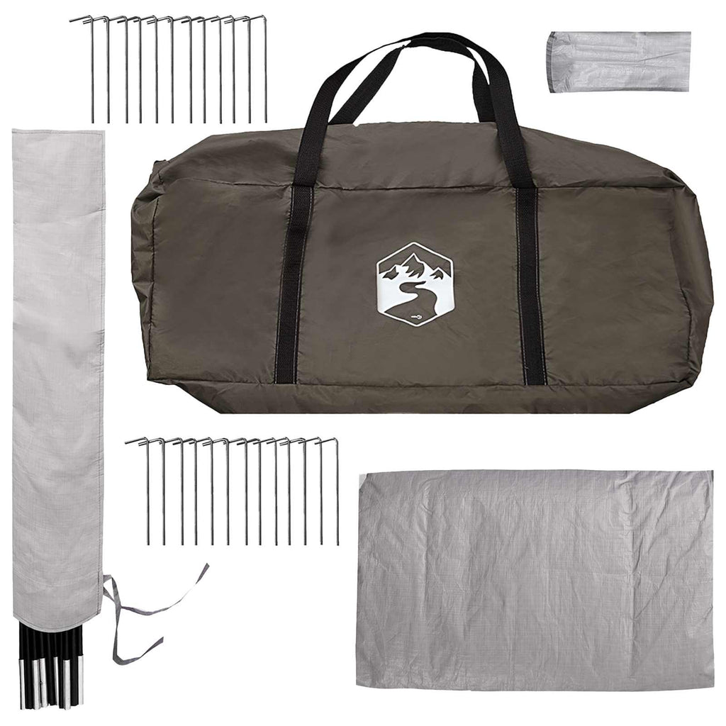 Tipi Zelt mit Dach Braun Grau 250 x 250 cm Polyester und Stahl