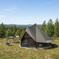 Tipi Zelt mit Dach Braun Grau 250 x 250 cm Polyester und Stahl