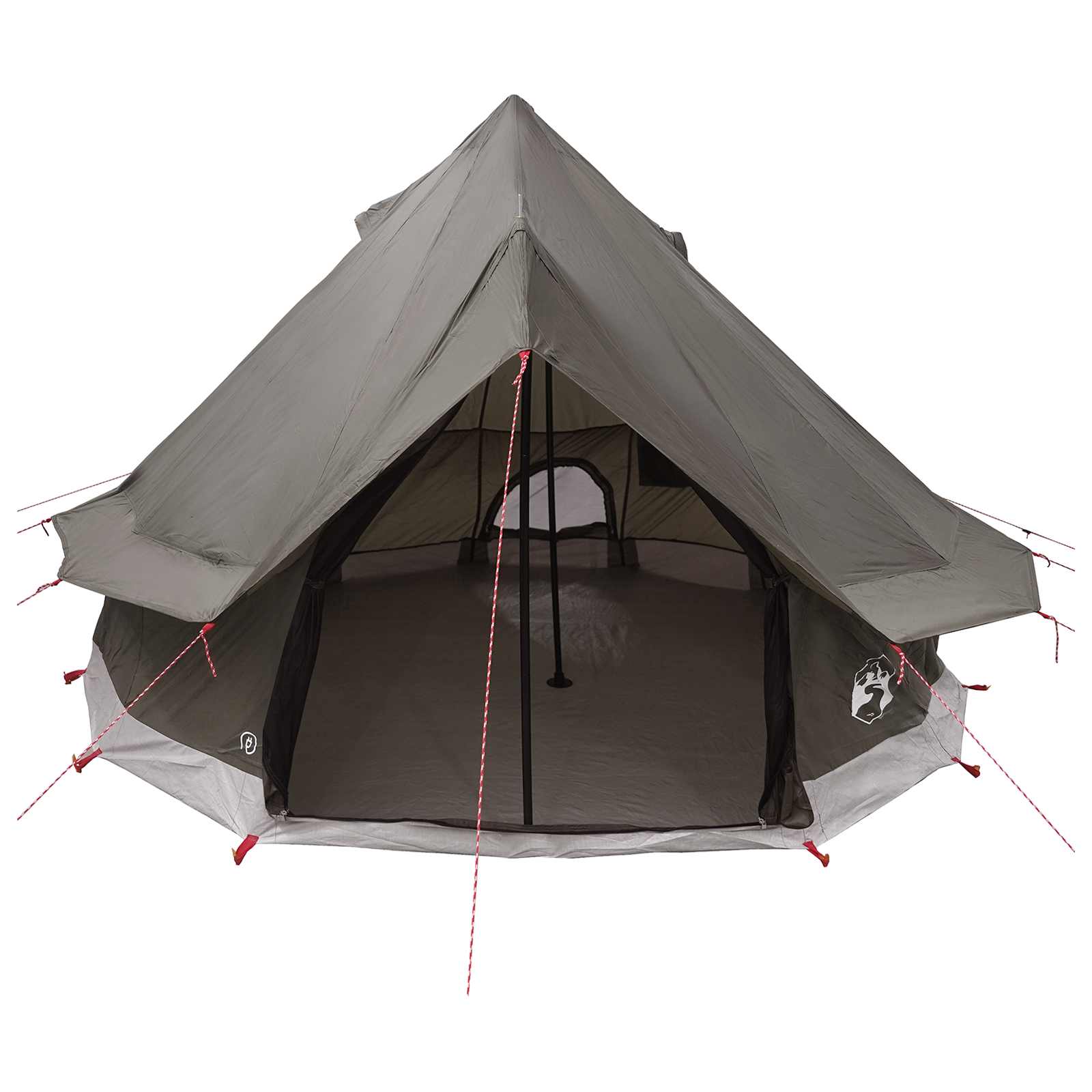 Tipi Zelt mit Dach Braun Grau 250 x 250 cm Polyester und Stahl