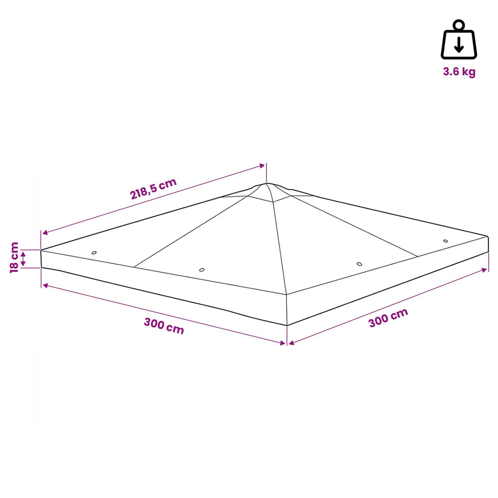 Pavillon Abdeckung Taupe 300 x 300 cm Polyester und Stahl