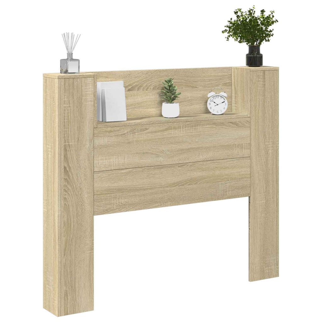 Kopfteil-Schrank mit LED mit Regal Sonoma 120 x 16,5 x 103,5 cm