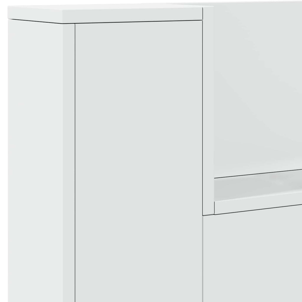 Kopfteil-Schrank mit LED mit Regal Weiß 140 x 16,5 x 103,5 cm