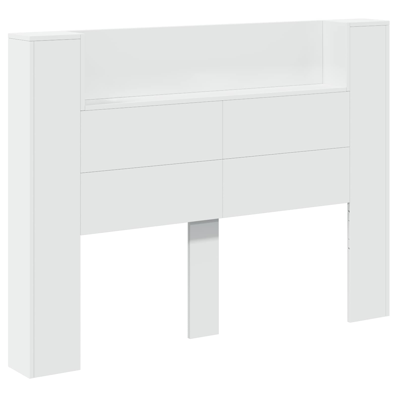 Kopfteil-Schrank mit LED mit Regal Weiß 140 x 16,5 x 103,5 cm
