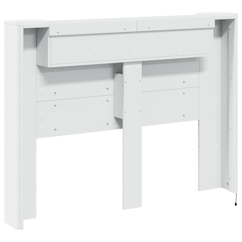 Kopfteil-Schrank mit LED mit Regal Weiß 140 x 16,5 x 103,5 cm