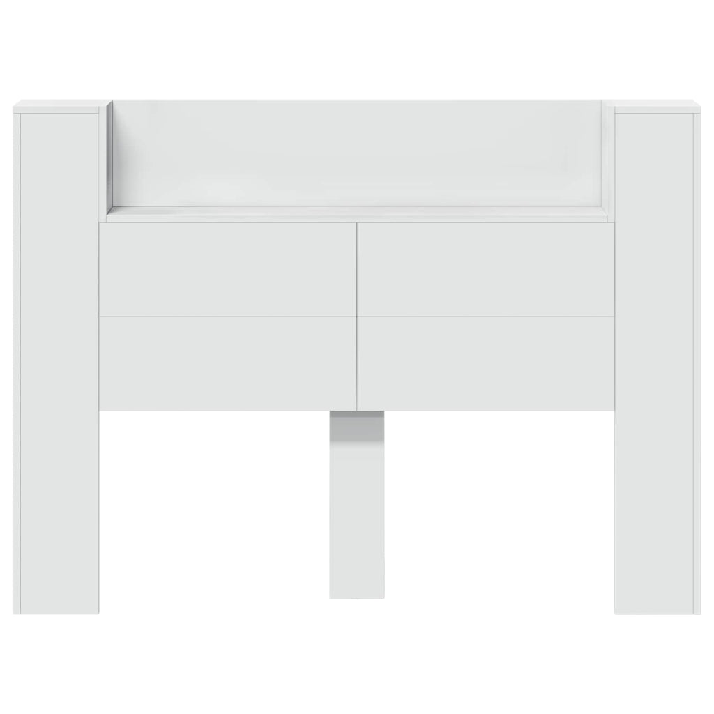 Kopfteil-Schrank mit LED mit Regal Weiß 140 x 16,5 x 103,5 cm