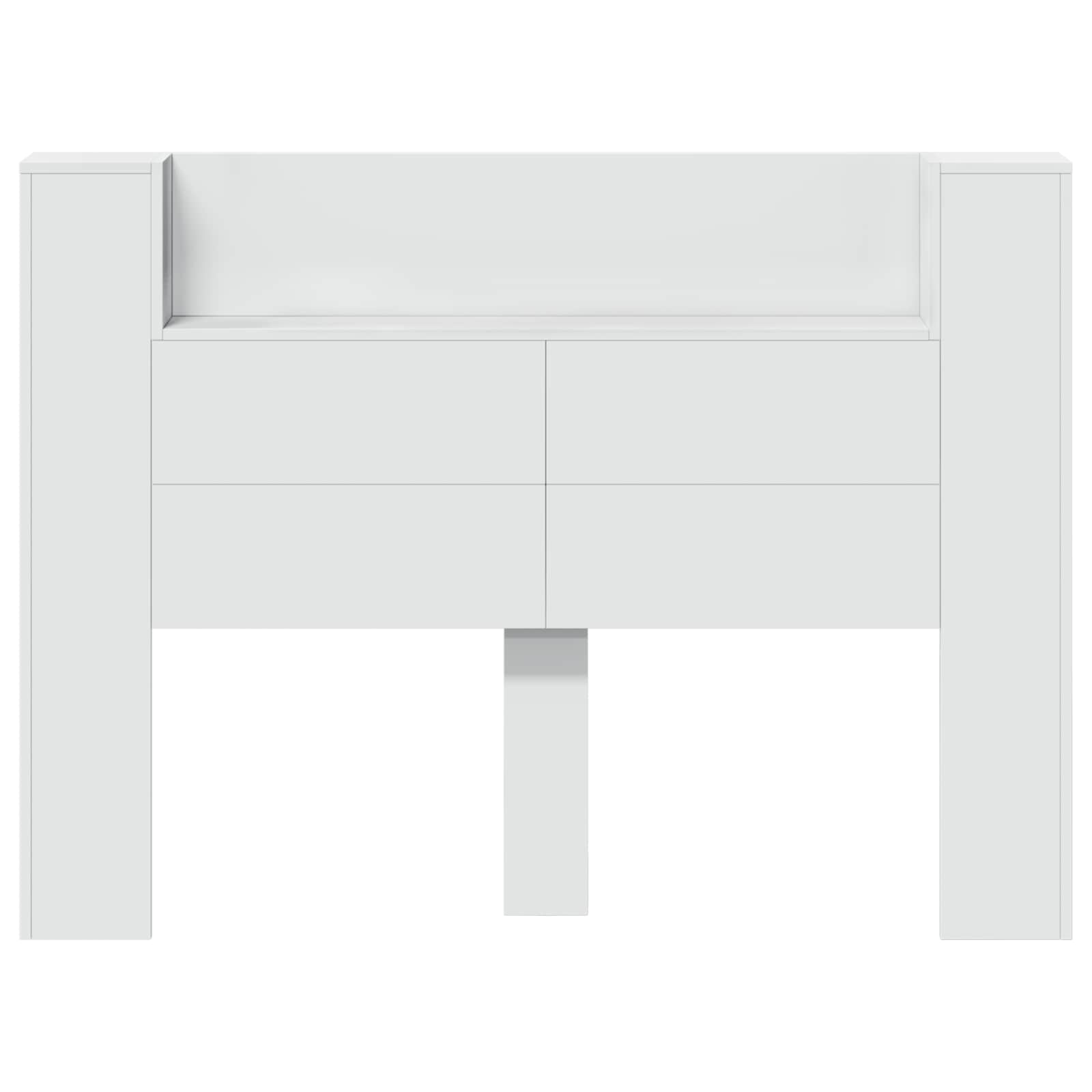 Kopfteil-Schrank mit LED mit Regal Weiß 140 x 16,5 x 103,5 cm