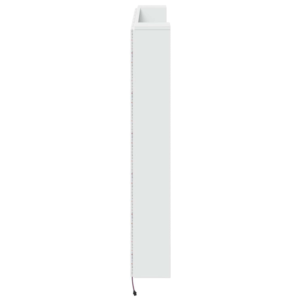 Kopfteil-Schrank mit LED mit Regal Weiß 140 x 16,5 x 103,5 cm
