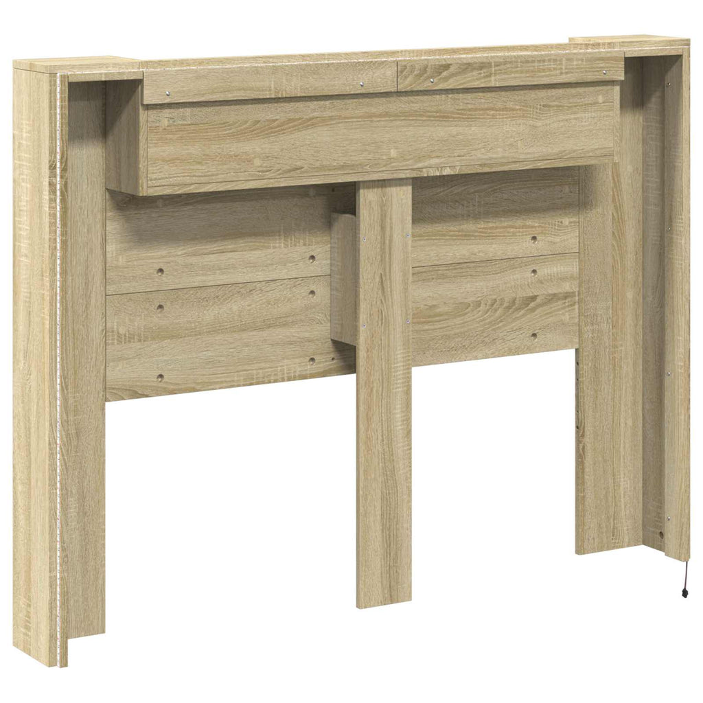 Kopfteil-Schrank mit LED mit Regal Sonoma 140 x 16,5 x 103,5 cm