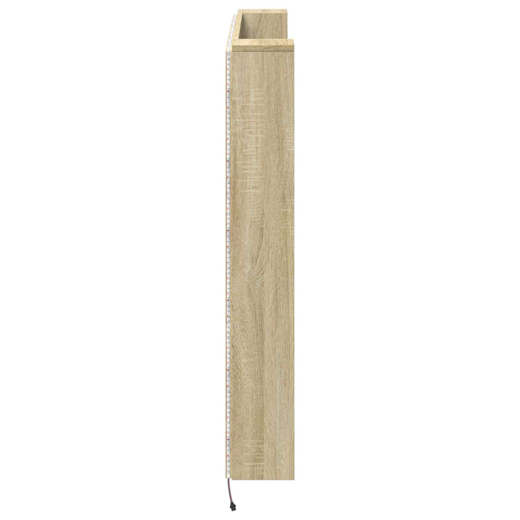 Kopfteil-Schrank mit LED mit Regal Sonoma 140 x 16,5 x 103,5 cm
