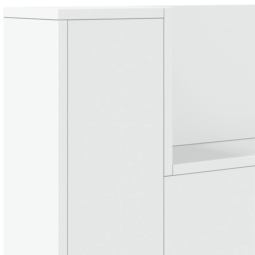 Kopfteil-Schrank mit LED mit Regal Weiß 160 x 16,5 x 103,5 cm