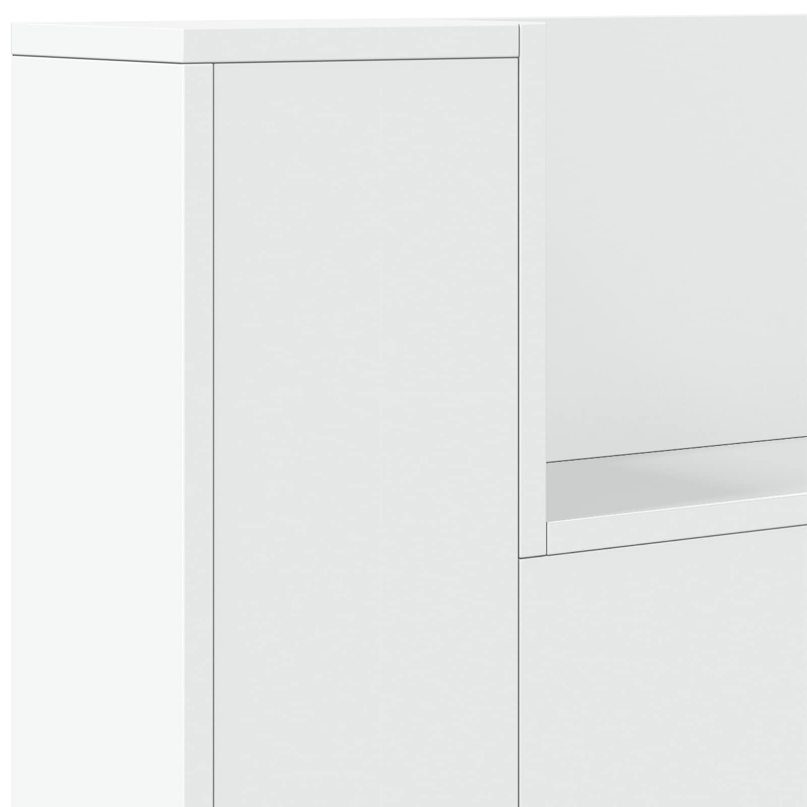 Kopfteil-Schrank mit LED mit Regal Weiß 160 x 16,5 x 103,5 cm