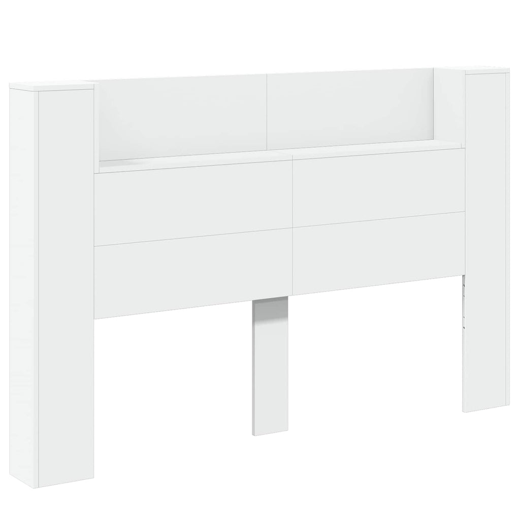 Kopfteil-Schrank mit LED mit Regal Weiß 160 x 16,5 x 103,5 cm