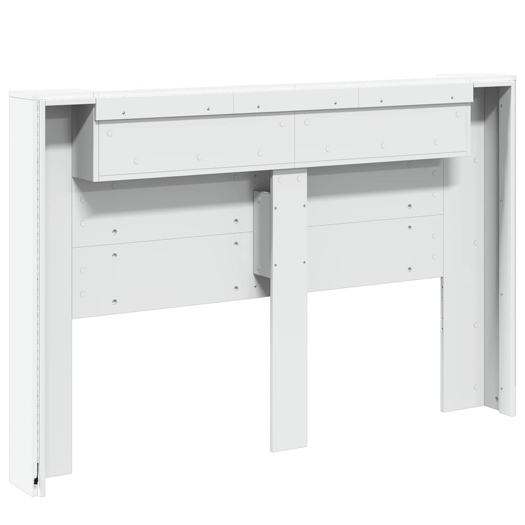 Kopfteil-Schrank mit LED mit Regal Weiß 160 x 16,5 x 103,5 cm