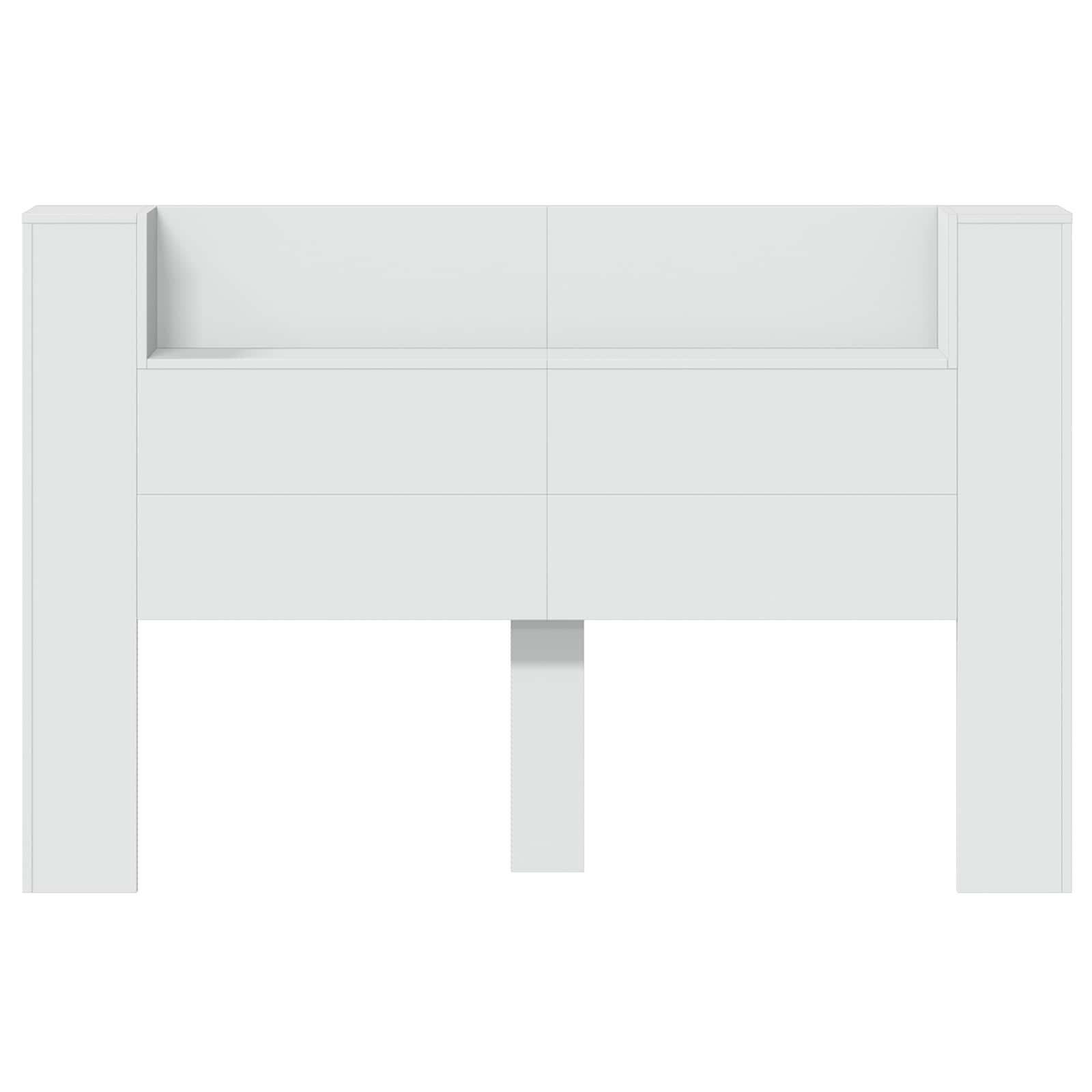 Kopfteil-Schrank mit LED mit Regal Weiß 160 x 16,5 x 103,5 cm