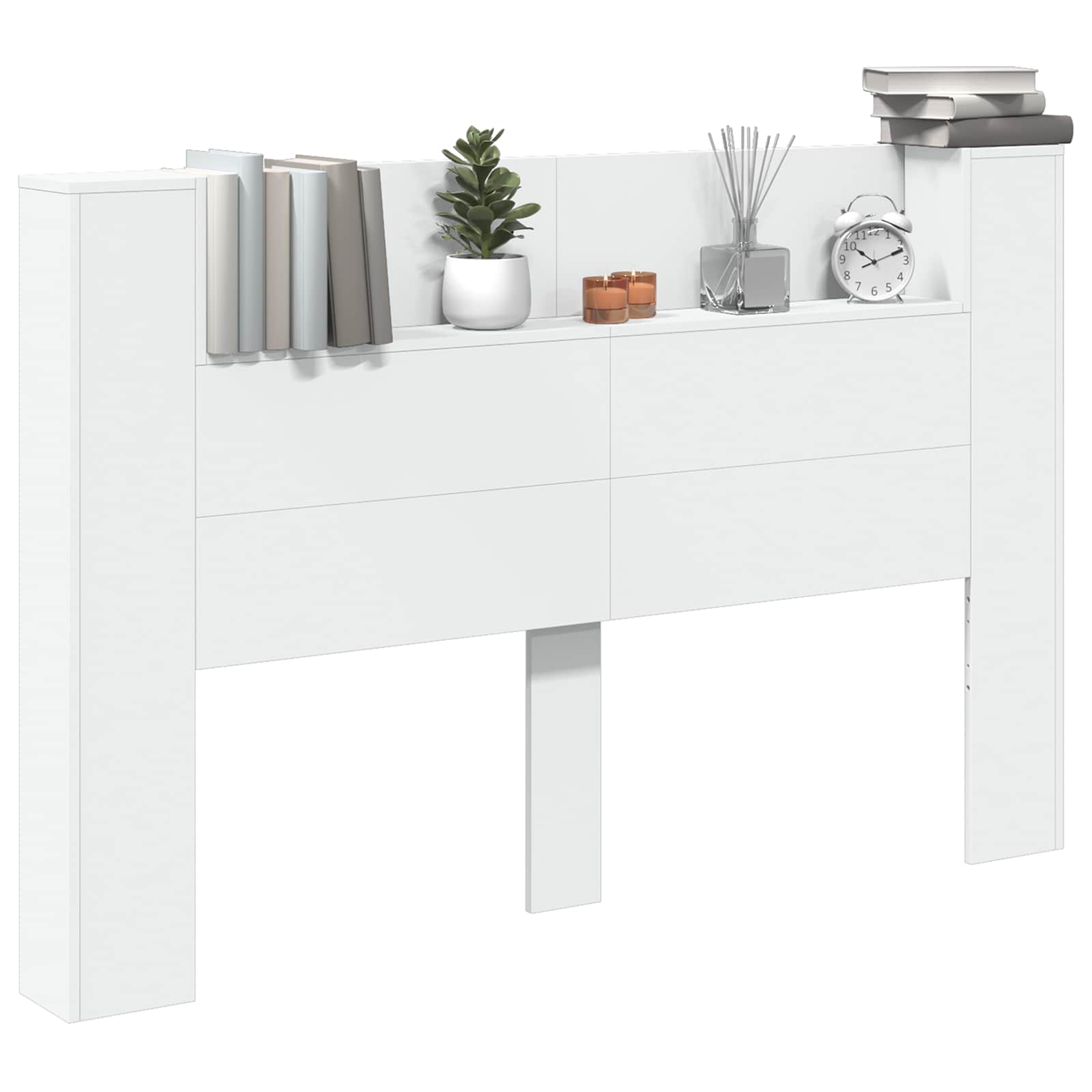 Kopfteil-Schrank mit LED mit Regal Weiß 160 x 16,5 x 103,5 cm