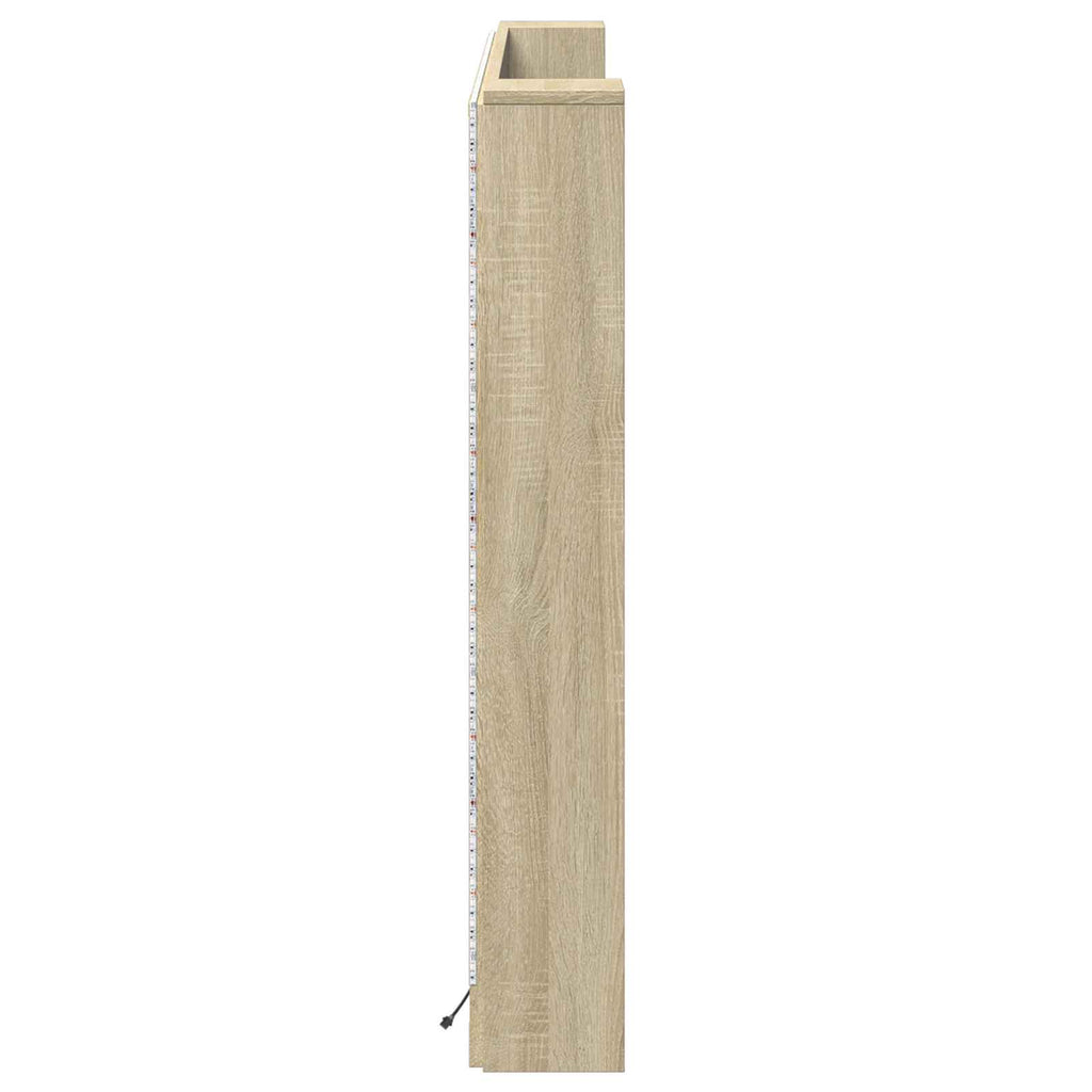 Kopfteil-Schrank mit LED mit Regal Sonoma 160 x 16,5 x 103,5 cm
