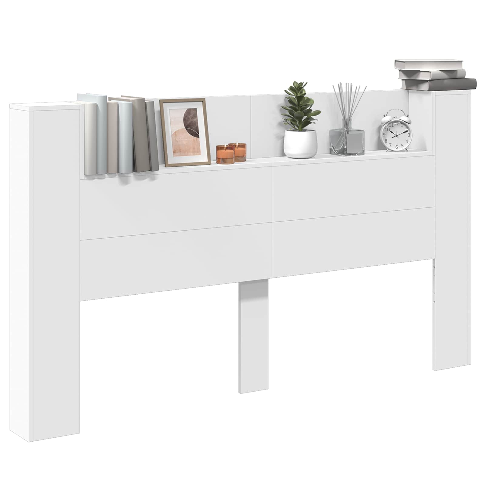 Kopfteil-Schrank mit LED Weiß 180 x 16,5 x 103,5 cm