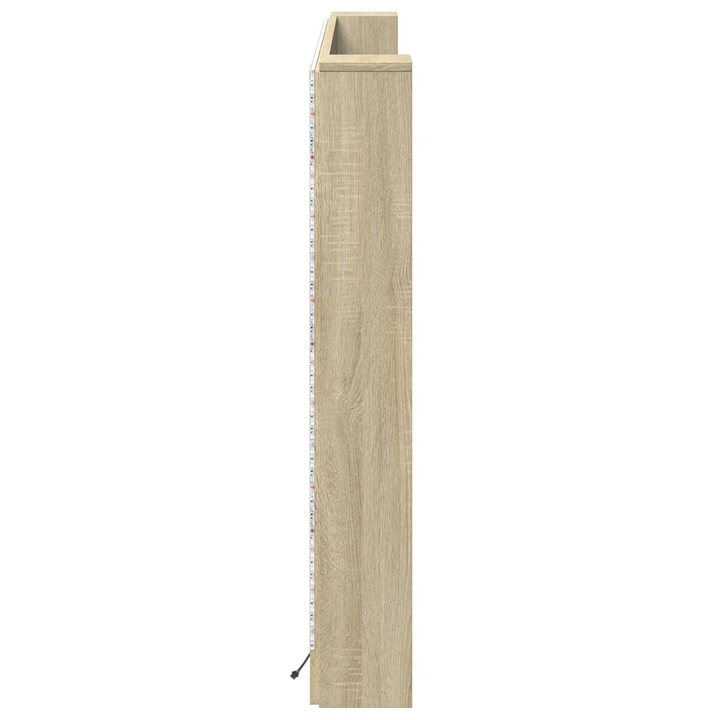 Kopfteil-Schrank mit LED mit Regal Sonoma 180 x 16,5 x 103,5 cm