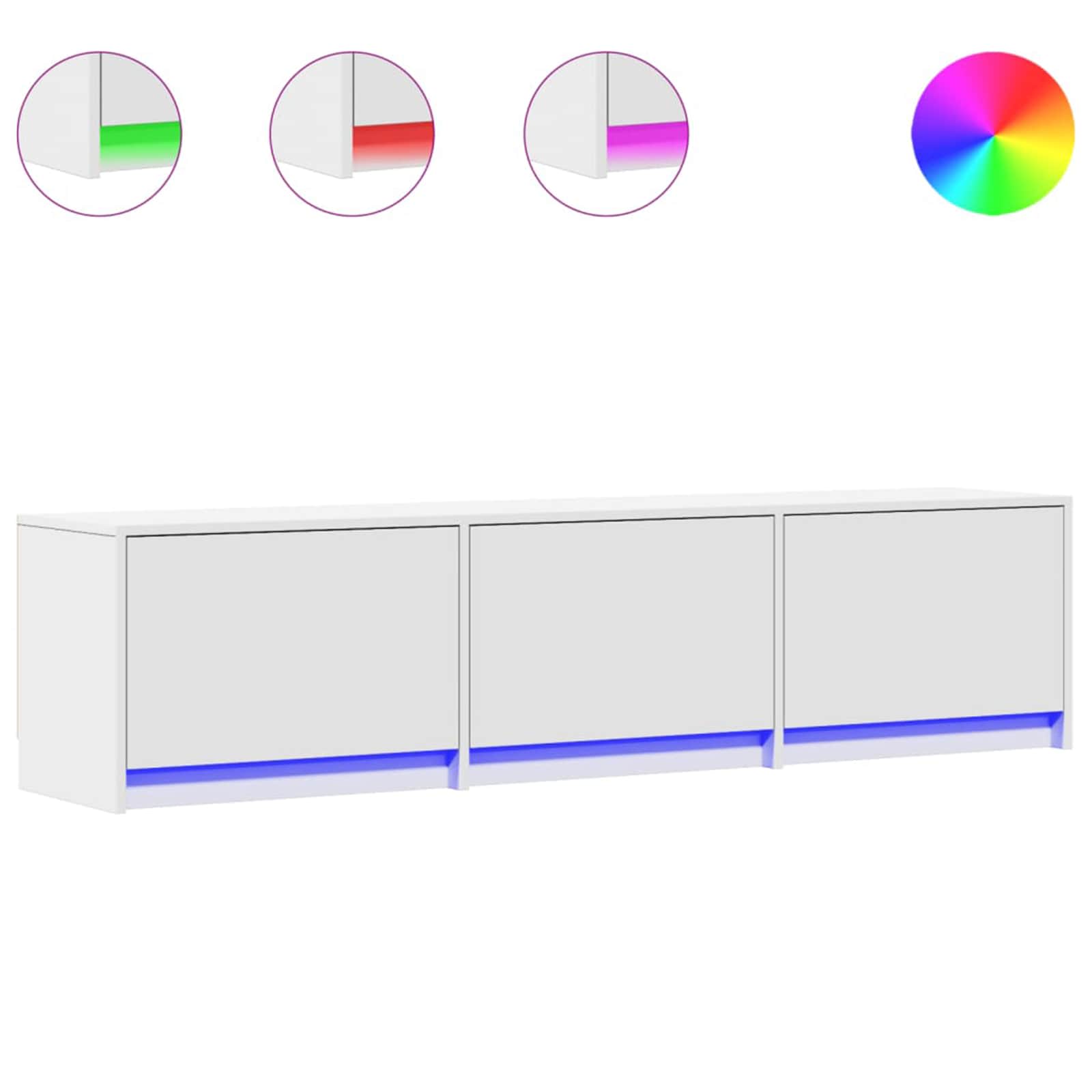 TV-Schränk mit LED Weiß 165 x 34 x 40 cm Holzwerkstoff
