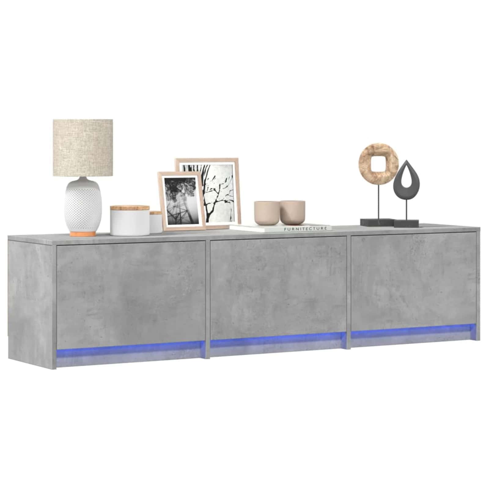 TV-Schränk mit LED Beton 165 x 34 x 40 cm Holzwerkstoff
