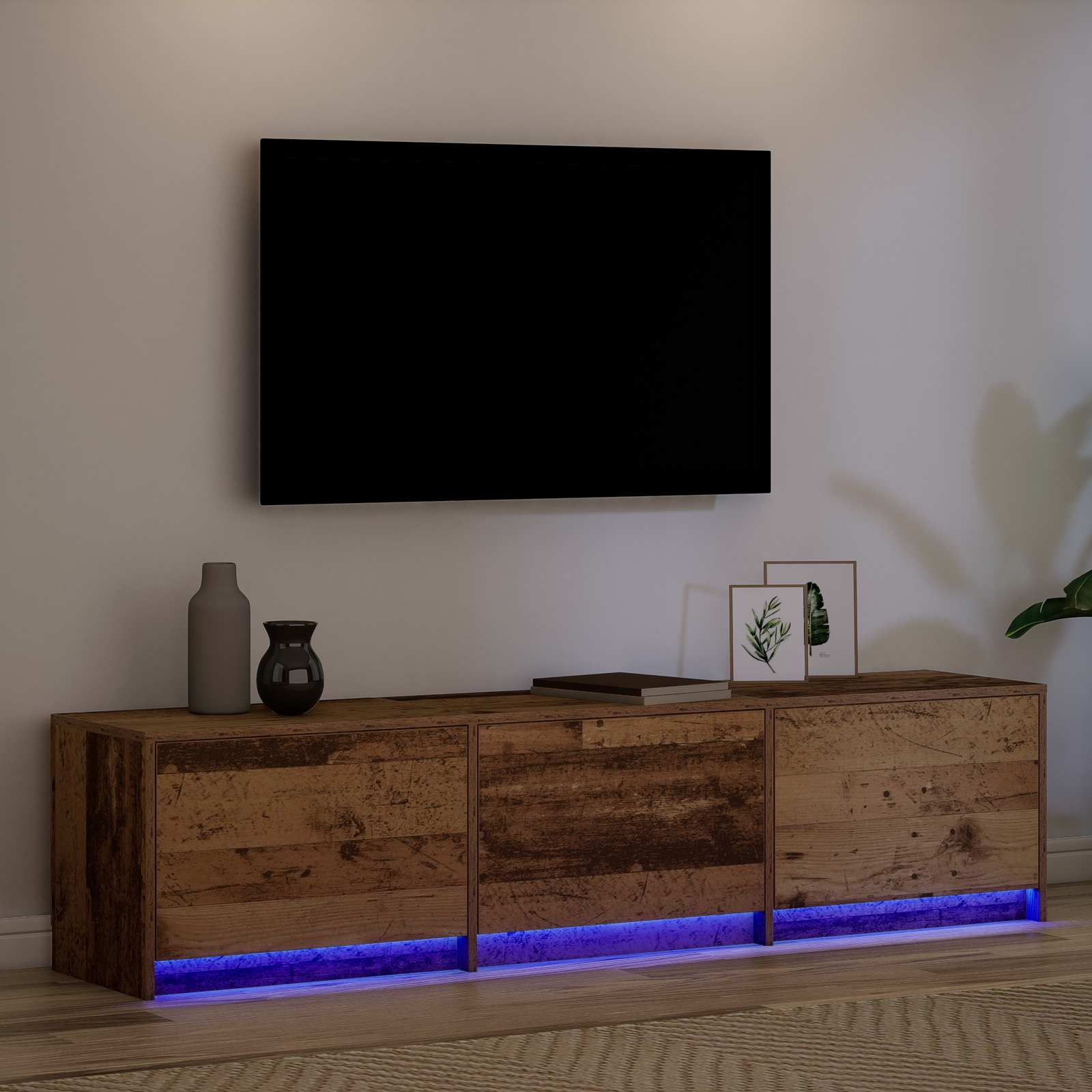 TV-Schränk mit LED Altholz 165 x 34 x 40 cm Holzwerkstoff