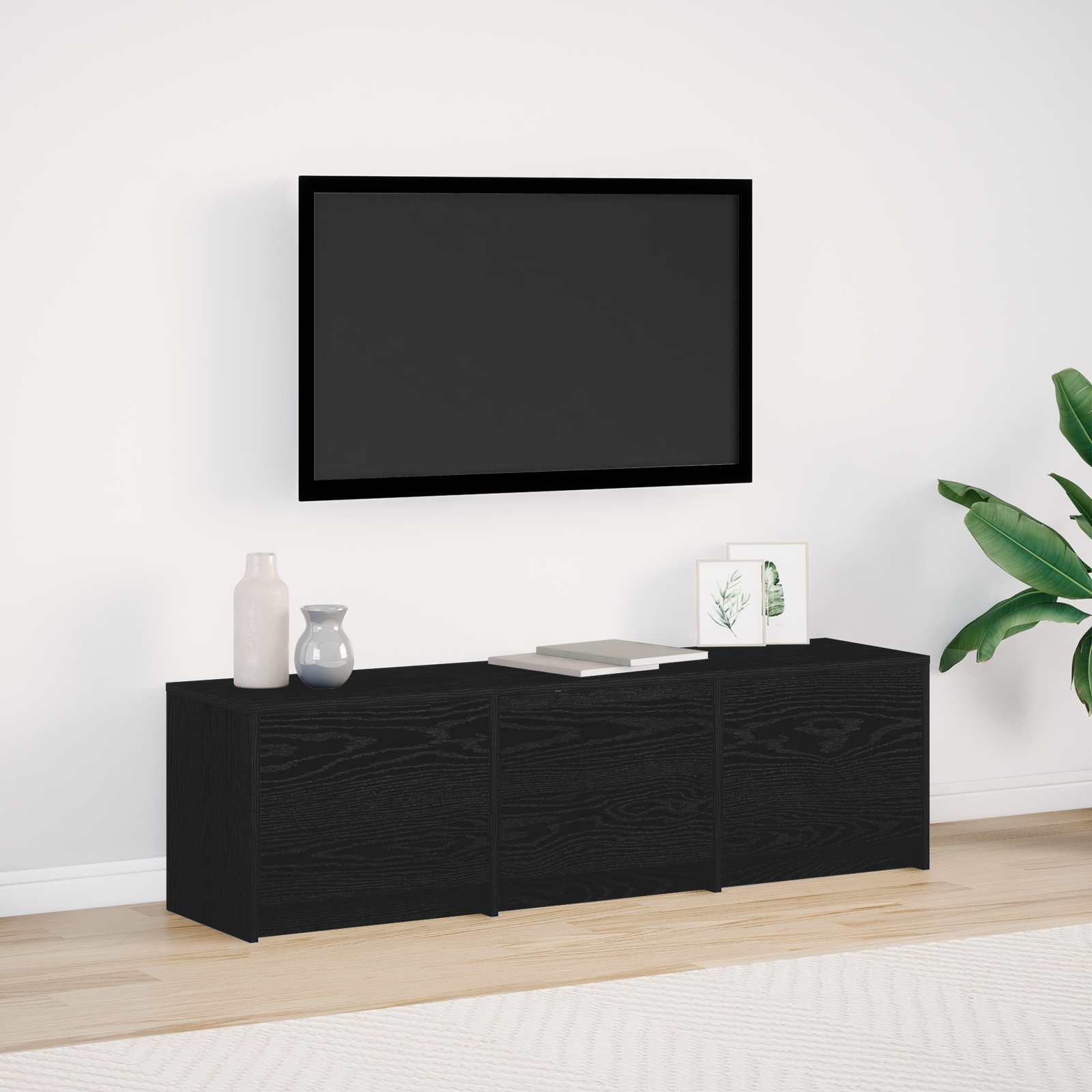 TV-Schränk Schwarz Eichen-Optik 140 x 34 x 40 cm Holzwerkstoff
