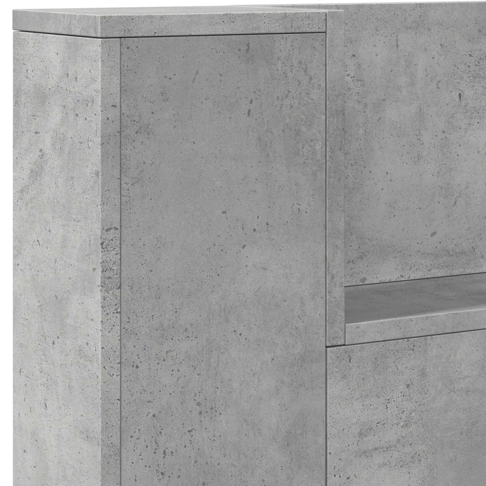 Kopfteil-Schrank mit LED mit Regal Beton 140 x 16,5 x 103,5 cm